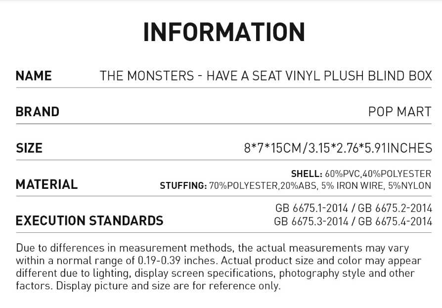 THE MONSTERS - Have a Seat Vinyl Plush Blind Box Europe SBOWUL184