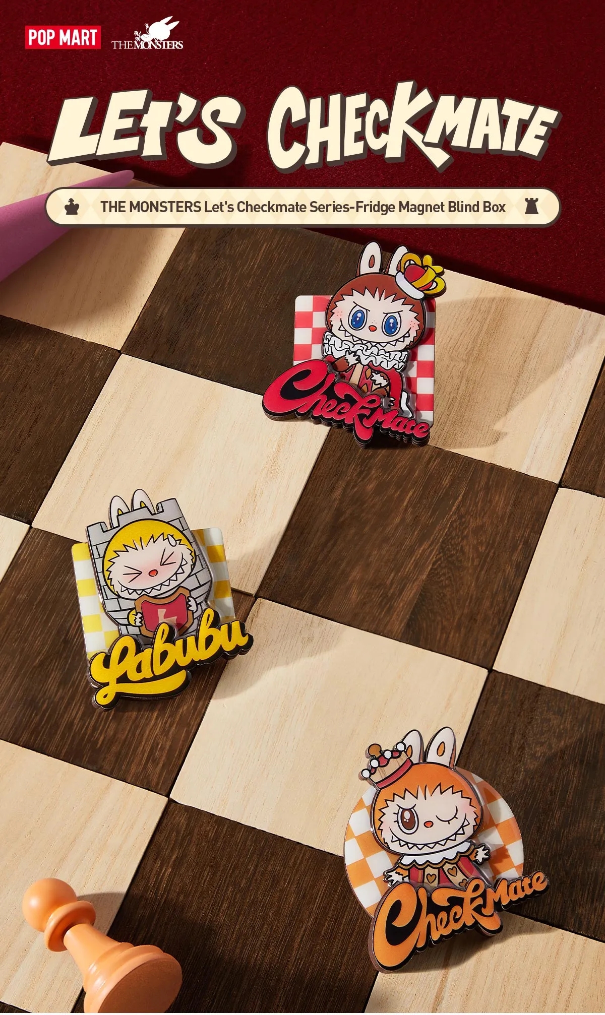 THE MONSTERS Let's Checkmate Series-Fridge Magnet Blind Box Europe 687319OUW