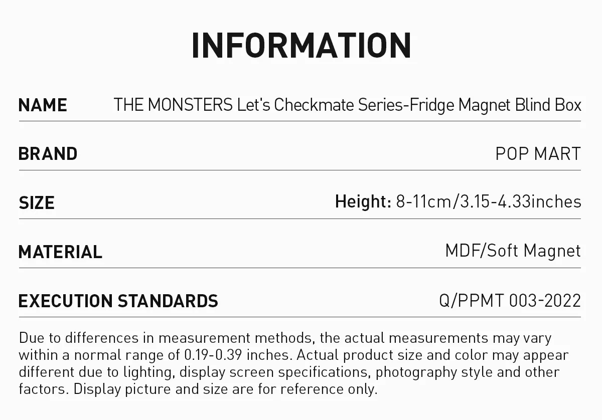THE MONSTERS Let's Checkmate Series-Fridge Magnet Blind Box Europe 687319OUW